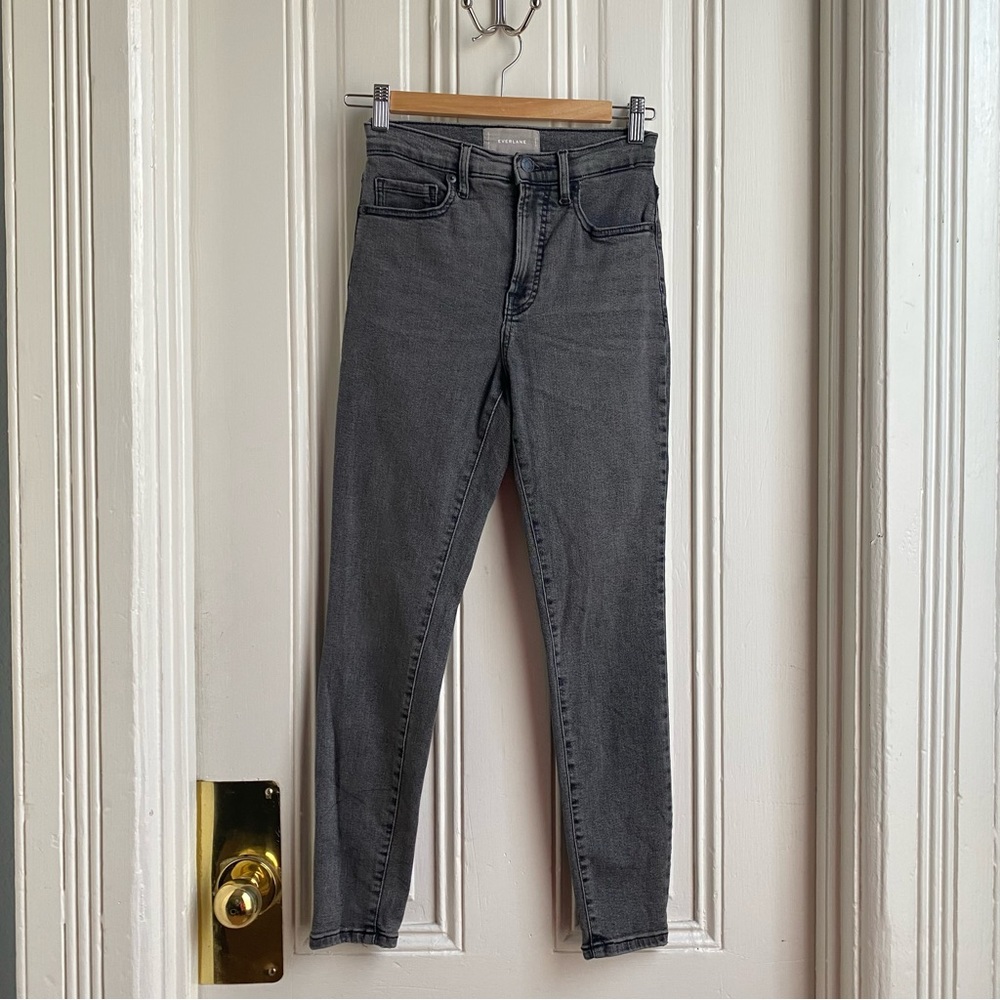 Everlane Washed Black High Rise Skinny Ankle Jeans